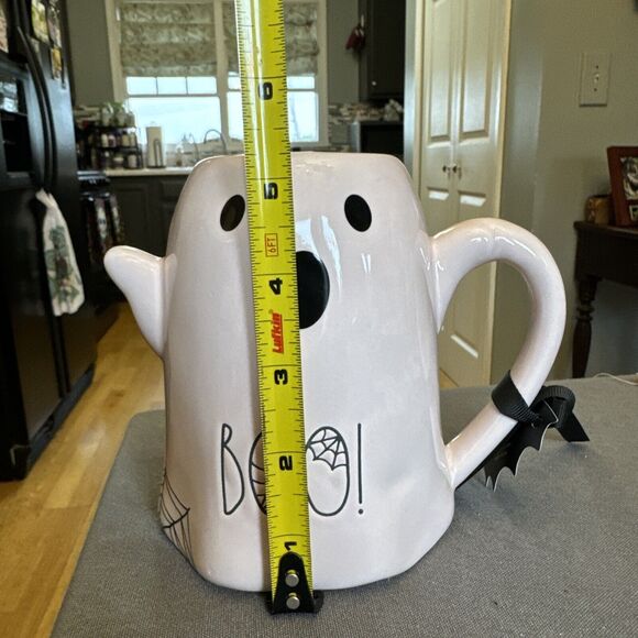 Rae Dunn Light Pink Ghost Coffee Tea Cup Mug Boo and Spiderwebs NWT Halloween - Picture 4 of 6